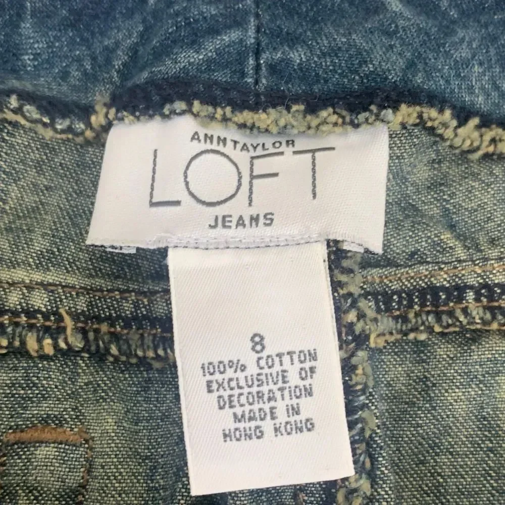 Vintage Loft Embroidered floral Denim Jean Skirt 100% Cotton Low rise Size 8